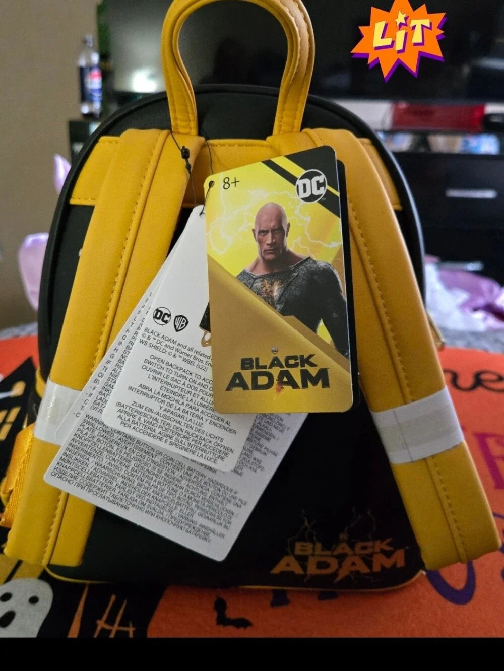 DC Black Adam Mini Backpack in Yellow and Black